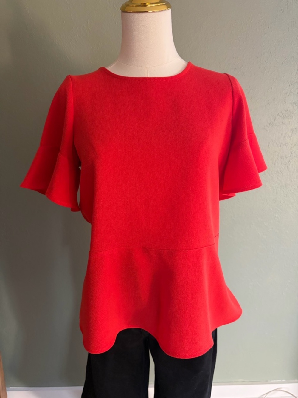 Madewell Bright Red Flutter-Sleeve Blouse